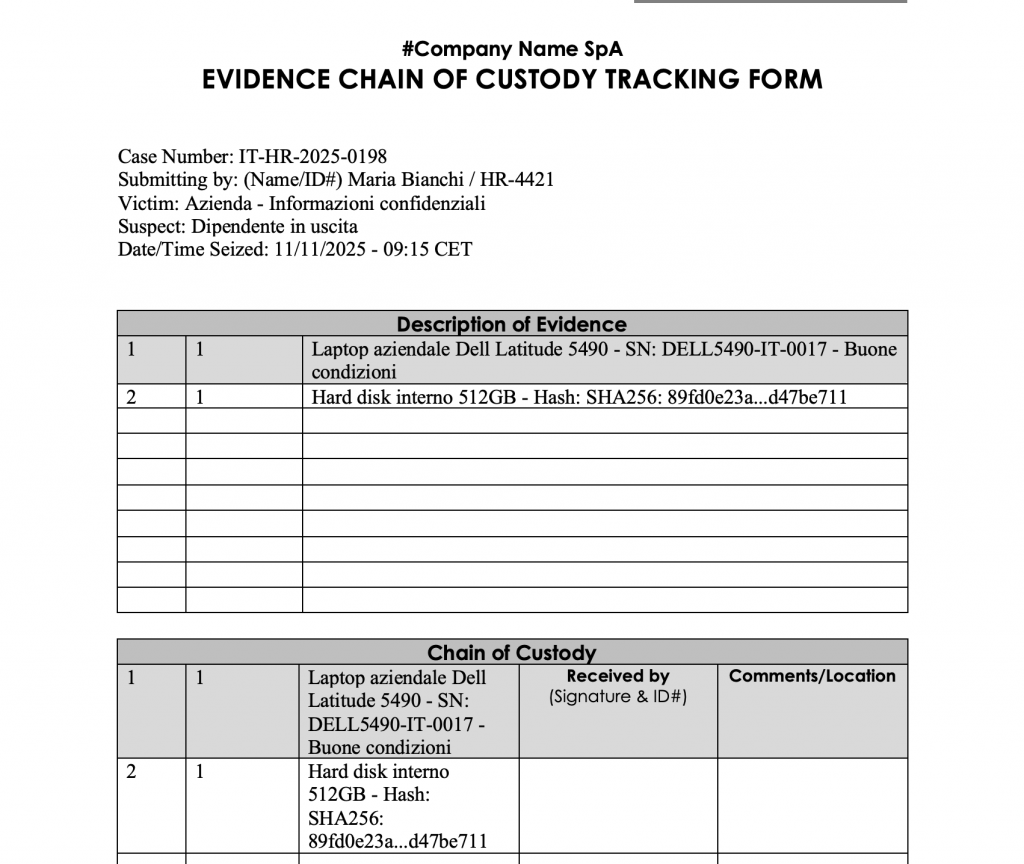 Chain of Custody: un elemento essenziale nelle investigazioni digitali